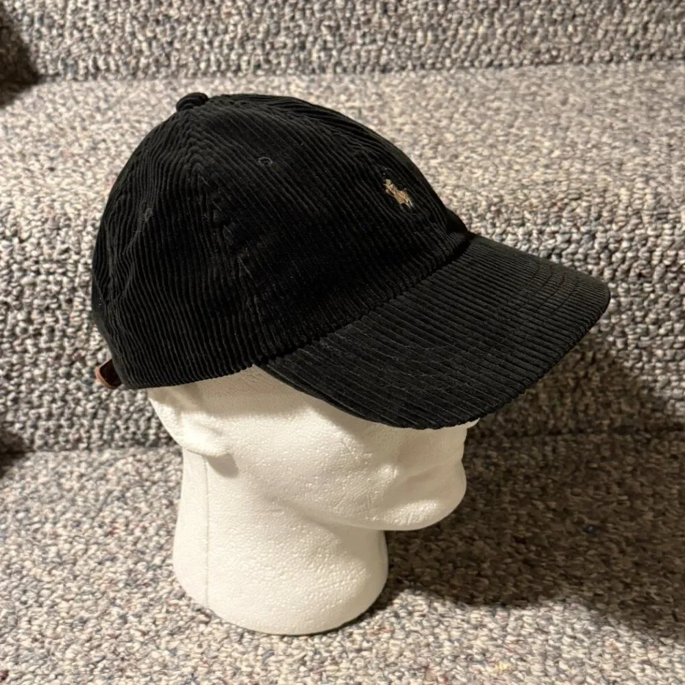 NWT Vintage Polo Ralph Lauren Corduroy Cap Leather Strap 100% Cotton OSFA